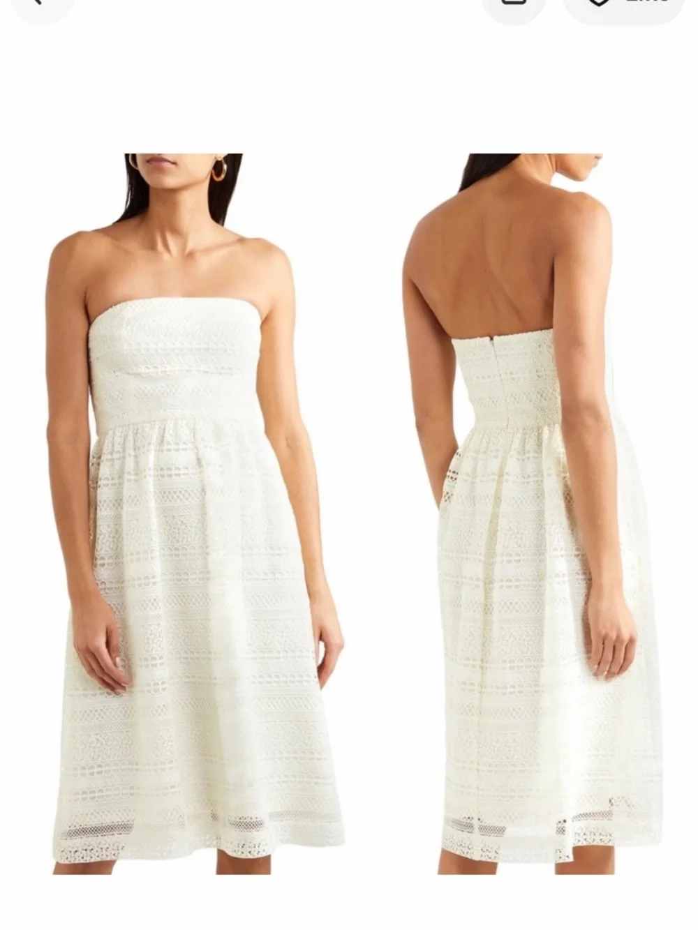 J. CREW NWT Stanbury Party Bridal Open Crochet Lace Strapless Ecru Midi Dress 6